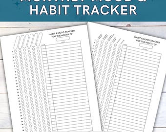 Printable Monthly Habit & Mood Tracker: A4 A5 US Letter (PDF Download)