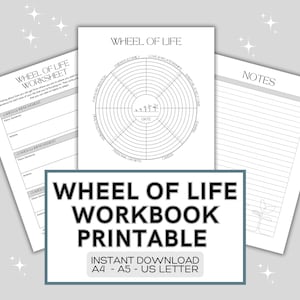 Wheel of Life Printable Life Balance Workbook  PDF Instant Download, Printable Instant Download A4 A5 US Letter PDF