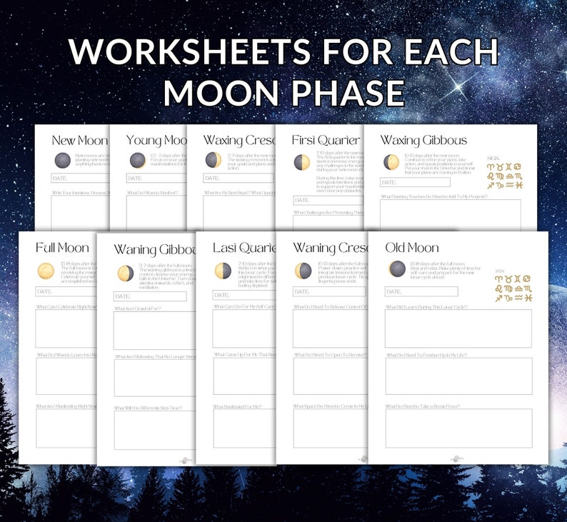 Printable 2025 Moon and Astrology Planner Full Moon New Moon Dates PDF