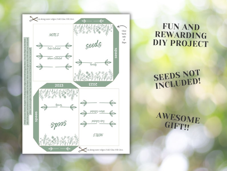 Printable Seed Envelopes DIY Seed Packets Seed Storage Seed Saving Envelopes Flower Herb Veggie ...