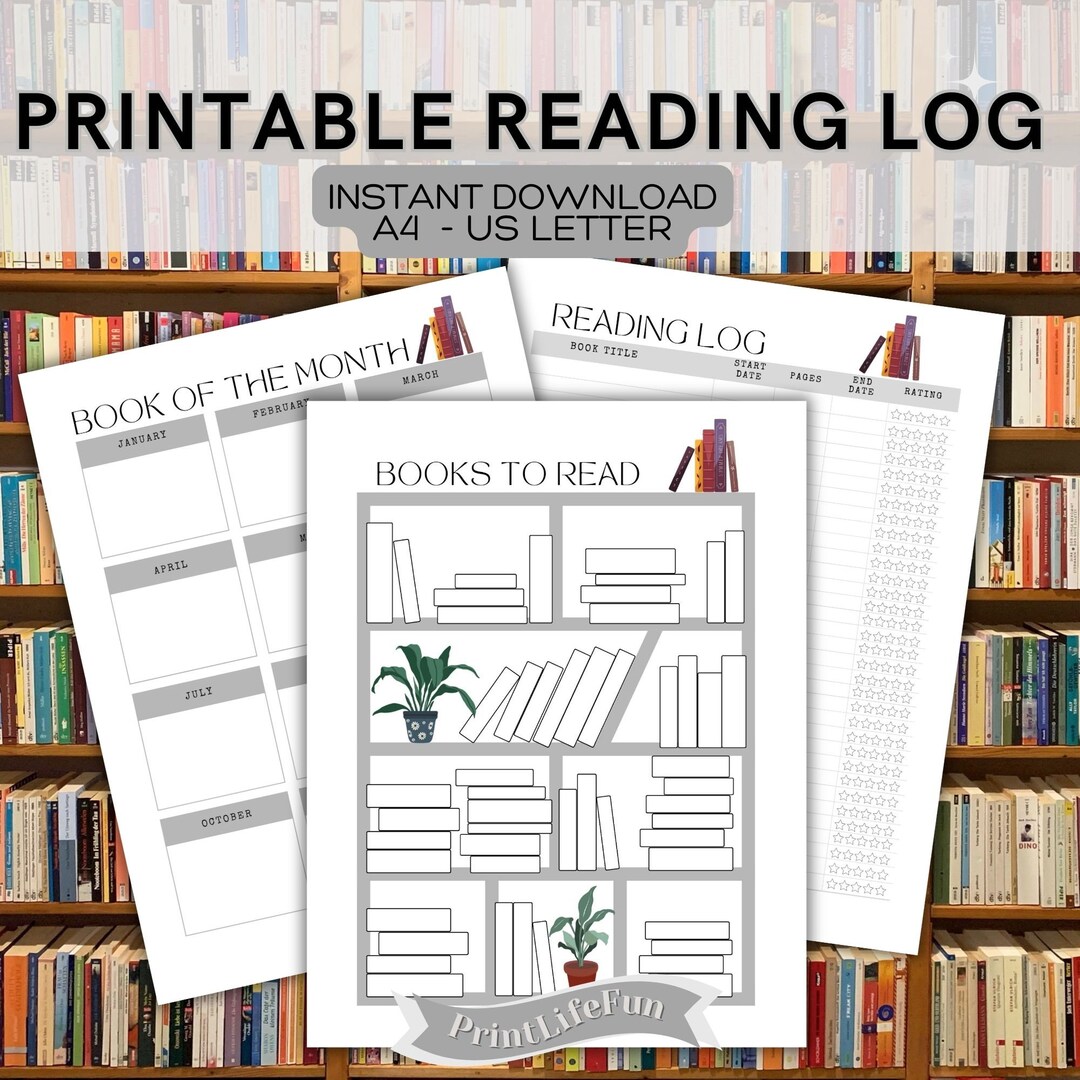 Bookshelf Reading Log With Reading Tracker - Printable PDF Download ...