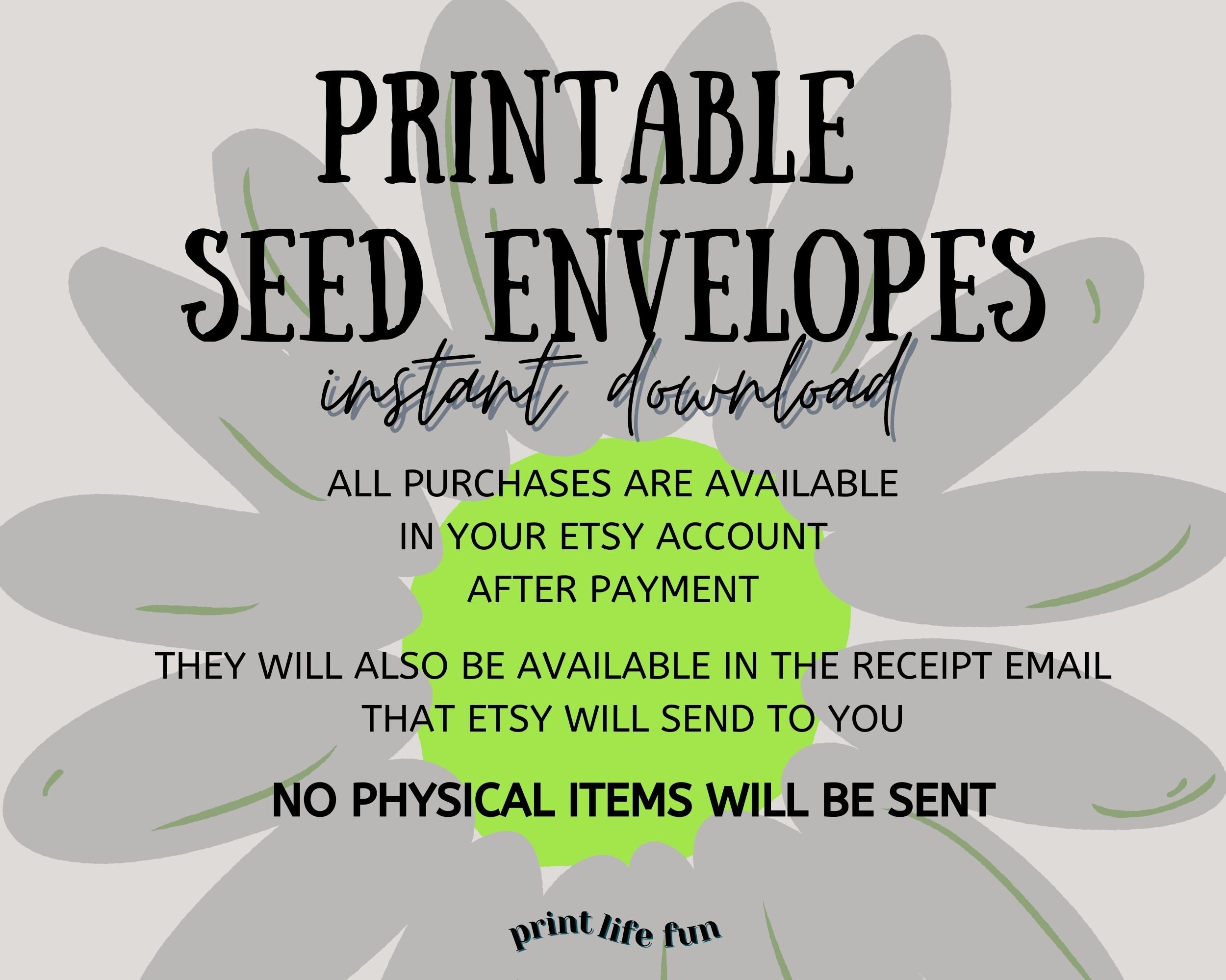 Printable Seed Envelopes DIY Seed Packets Seed Storage Seed Saving