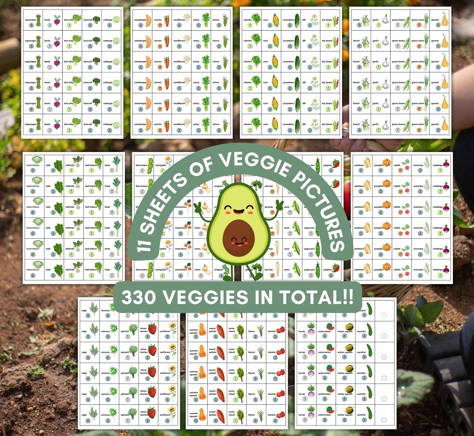 Visual Square Foot Garden Planner Printable Vegetable Quantity Squares ...