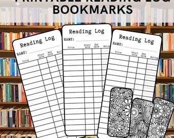 Reading Log Bookmarks Printable PDF Download - Library Card Book Mark - Flower Mandala Colouring Bookmark