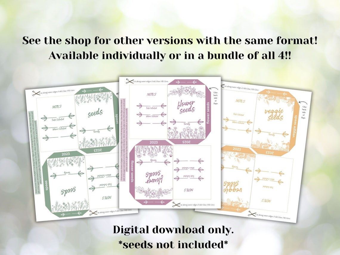 Printable Herb Seed Envelopes DIY Seed Packets Seed Storage - Etsy