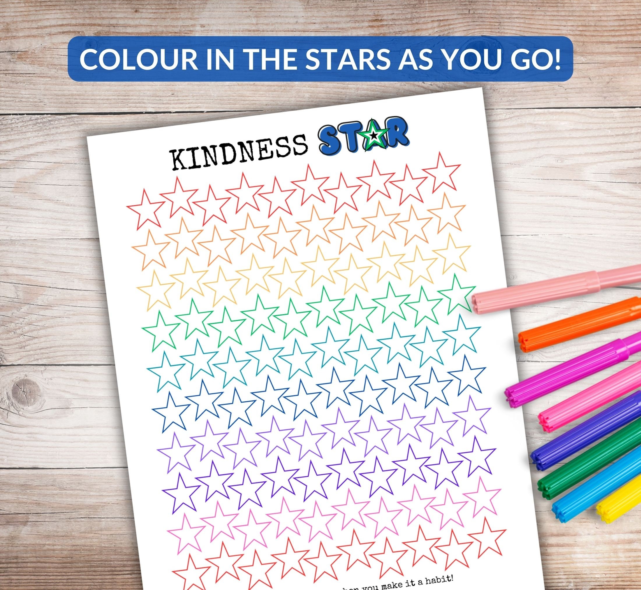 Kindness Star 100 Acts of Kindness Printable Colouring Sheet Random ...