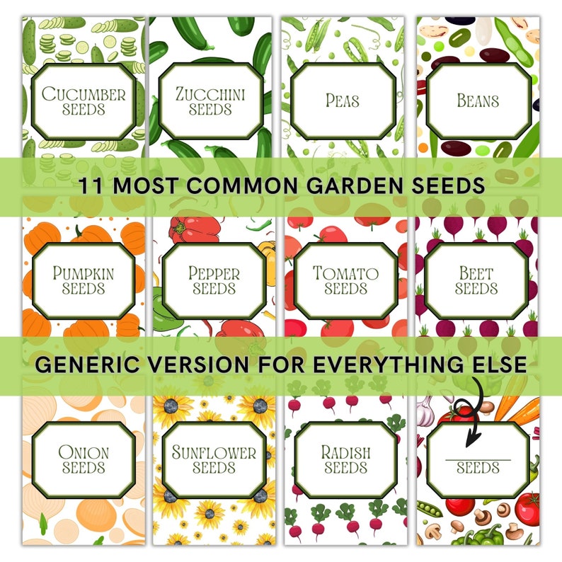 Basic Seed Collection Label Example Printable Garden Seed Packet Bundle: DIY Seed Envelopes (A4/US Letter ...