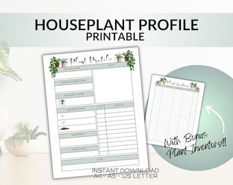 Houseplant Profile Printable: Garden Planner & Inventory (PDF Download)