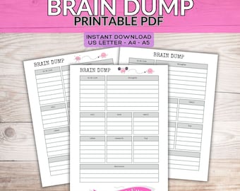 Brain Dump Printable: ADHD Thought Organizer (A4, A5, US Letter PDF)