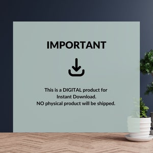 Pu&ograve; includere: Un avviso di download digitale blu chiaro con la parola "IMPORTANTE" in testo nero. Un'icona di freccia nera verso il basso si trova sotto la parola "IMPORTANTE". Il testo sotto l'icona dice "Questo &egrave; un prodotto DIGITALE per Download istantaneo. NESSUN prodotto fisico verr&agrave; spedito."