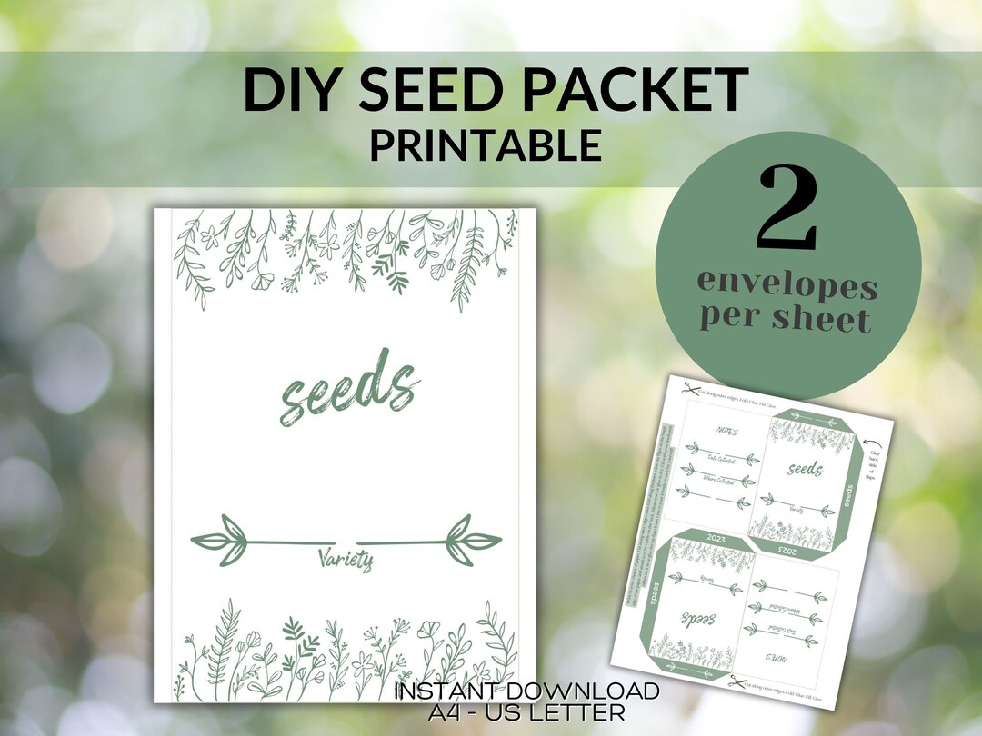 Printable Seed Envelopes DIY Seed Packets Seed Storage Seed Saving ...