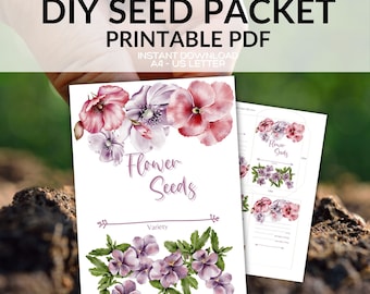 DIY Watercolor Flower Seed Packet Printable Envelopes (PDF)