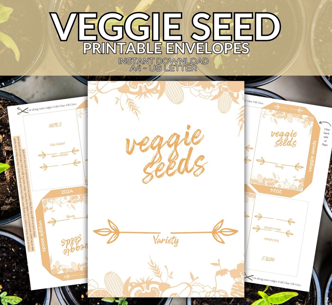 Printable Vegetable Seed Envelopes DIY Seed Packets Seed Storage Seed ...