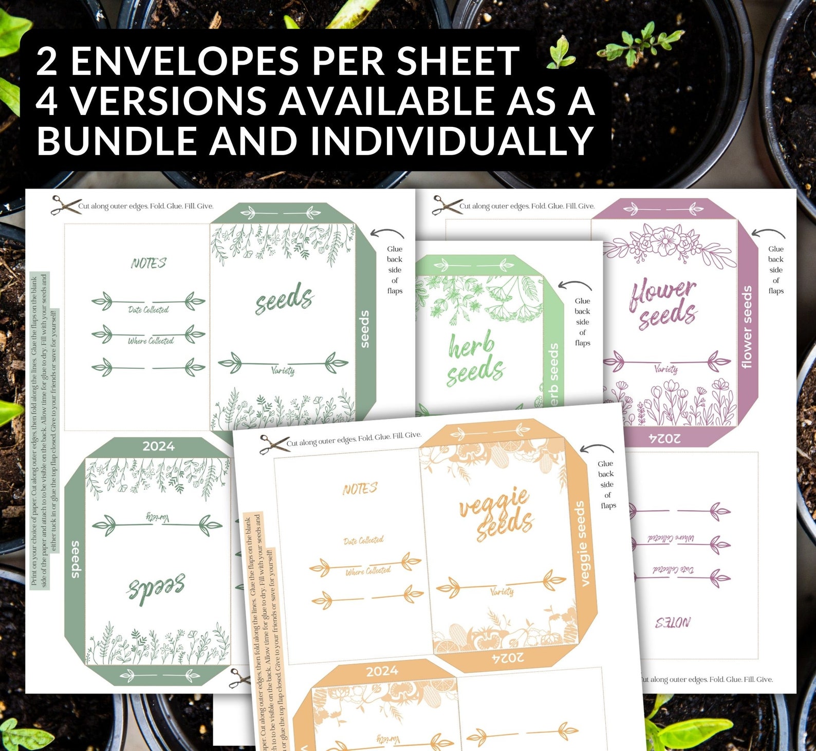 Printable Vegetable Seed Envelopes DIY Seed Packets Seed Storage Seed ...