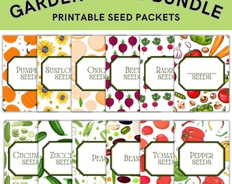 Printable Garden Seed Packet Bundle: DIY Seed Envelopes (A4/US Letter)