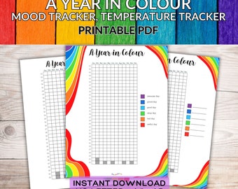Year in Colour Mood Tracker: Temperature Blanket Template (PDF)