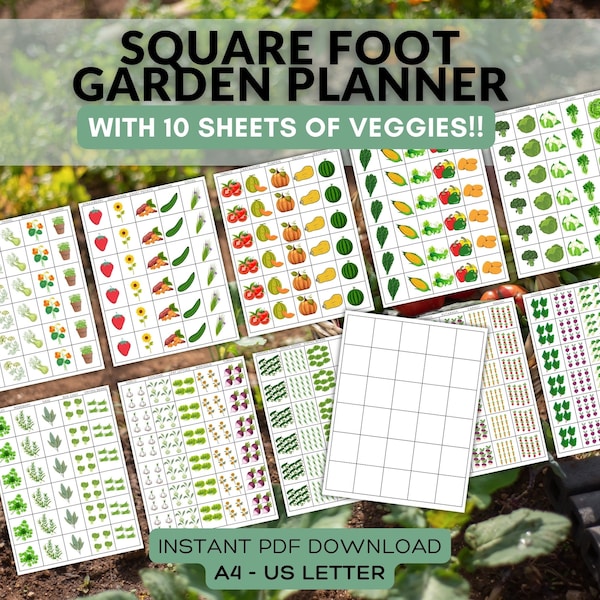 Printable Square Foot Garden Grid Instant Download PDF Backyard Garden Plan Printable Download Square Foot Garden Guidelines Garden Planning