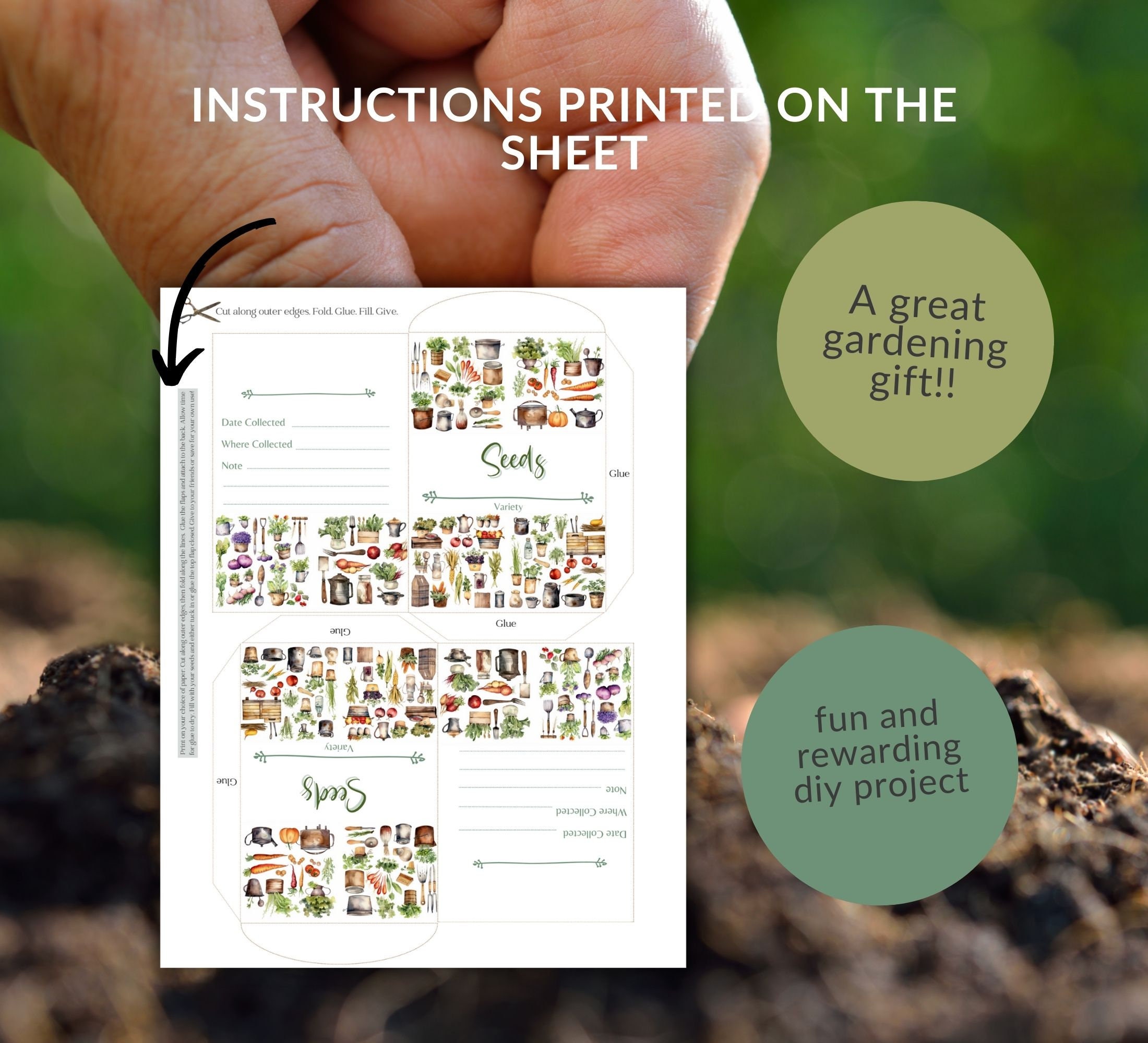 DIY Seed Packet Printable Envelopes: Watercolor Flower, Herb, Vegetable ...