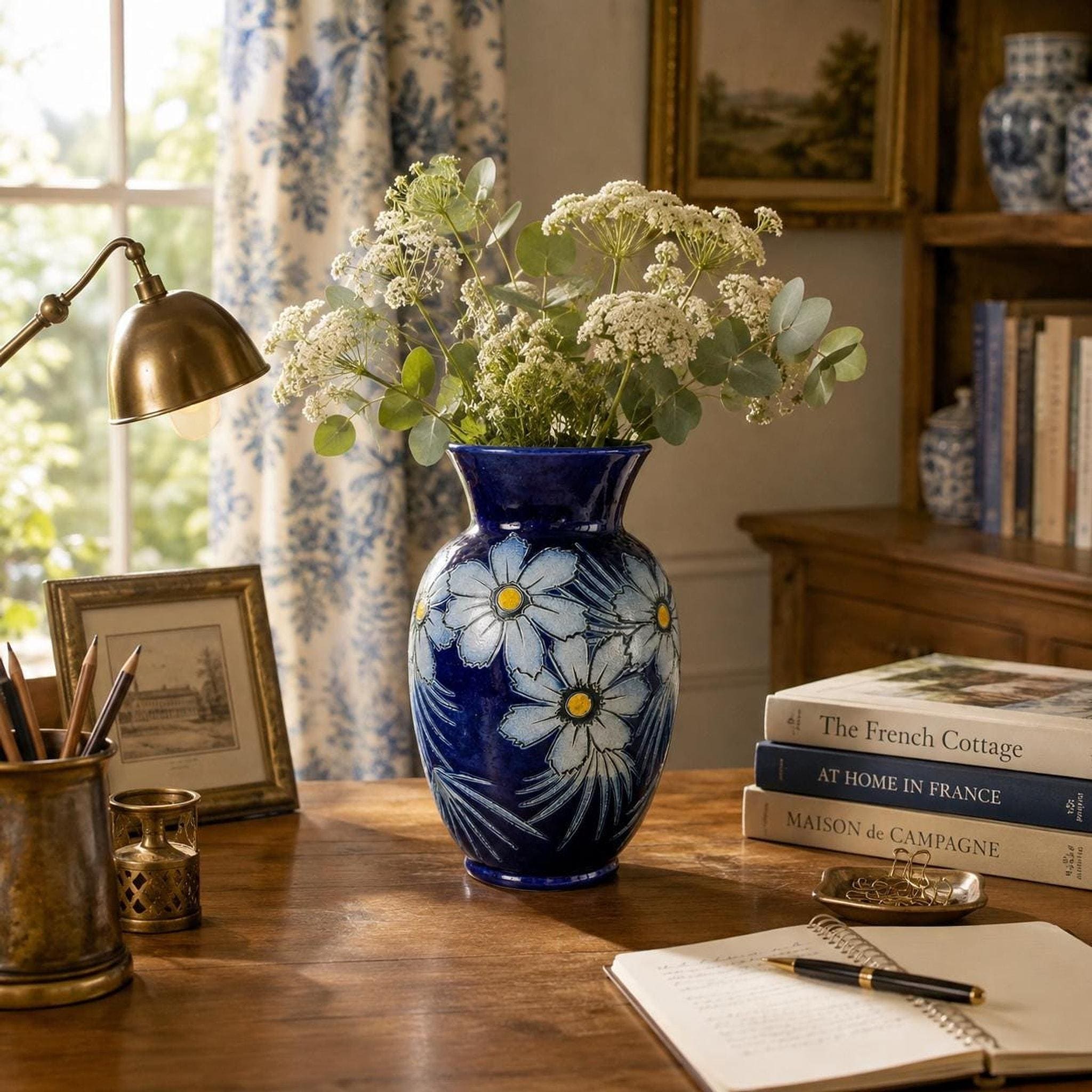 French Country Blue Vase - Etsy