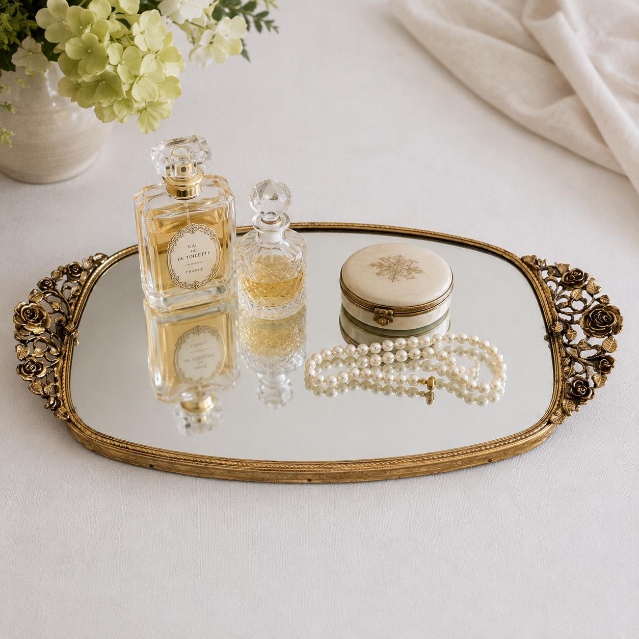 Vintage Gold Tray Mirror - Etsy