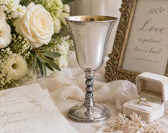 Vintage Silver Plated Chalice Goblet Spanish Barware Decor wedding  Cup