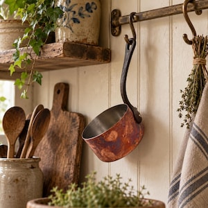 Vintage French pan , copper, Iron Handle, 9.5-Inch