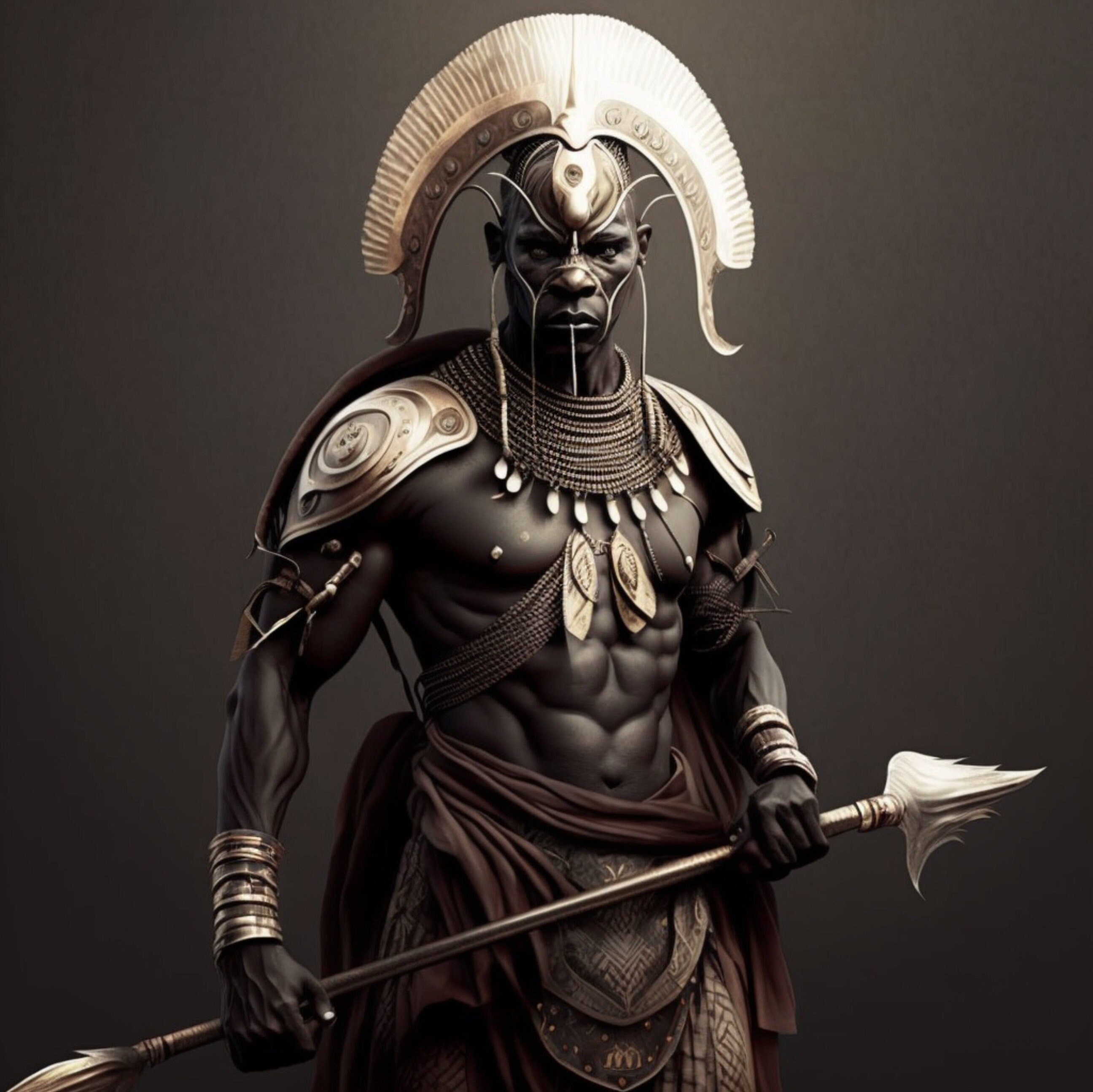 African Warrior With Head Dressing Digital Art Print Wall Art AI Il Fullxfull.4771256994 Safp