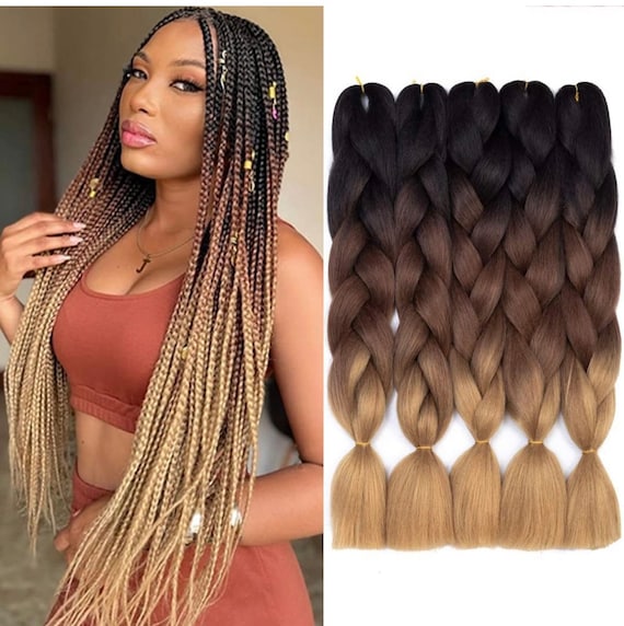 Ombre Jumbo Synthetic Braiding Hair Jumbo Braid Ombre Braiding Hair for  African Braids Hair Extension 100g Packs C14 -  Canada