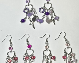 dangly heart earrings<3