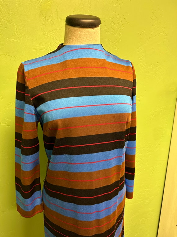 1960s Striped Silk Ribbon Shift Dress