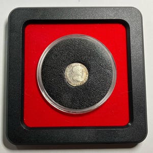 1818 Mexico City 1/2 Real. Authentic Ultra Rare Antique Silver Mexican Coin Beautifully Displayed. 90% Silver. Slightly smaller than a dime.