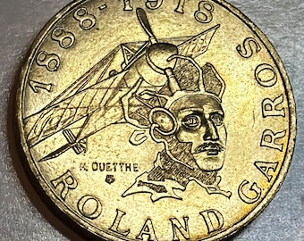 1988 French 10 Francs Commemorating the Birth of Roland Garros, French Aviation Pioneer
