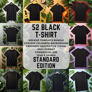 Black T-shirt Mockup Bundle, Flat Lay Shirt Mockup, Hanging Tee Shirt Mockup, Creased Shirt Mockup, Simple Tshirt Mockup, Blank Black Shirt