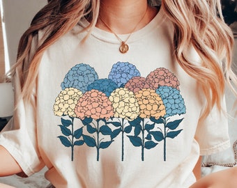 Hydrangea Flowers Tee, Hydrangeas Graphic Shirt, Retro