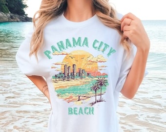 Panama City Beach Shirt, Comfort Colors Tee, Oversized Shirt, Vintage Beach Travel Tee, Trendy Graphic Tee, Oversized Tees, Retro Tshirt