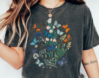 Pflanzen Mama Schmetterling Shirt, Monarchfalter Shirt, Schmetterling T Shirt, Goth Cottagecore, Vintage Schmetterlinge Tee, Goth Schmetterling, Fairycore