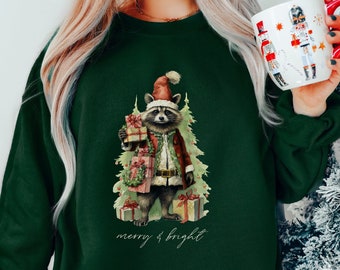 Raccoon Sweatshirt Christmas Sweater Goblincore Sweater Racoon Sweater Cottagecore Sweater Cottagecore Christmas Sweater Goblincore Clothing