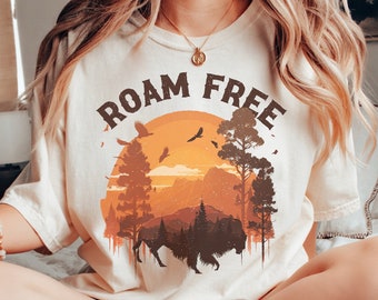 Bison Shirt, Yellowstone Shirt, Wyoming Shirt, Comfort Colors® Western Tee, Wyoming Crewneck, Yellowstone Bison Buffalo Roam Free Tee Shirt