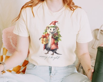 Possum Shirt, Possum Print, Christmas Opossum T-Shirt, Opossum Tee, Possum Gifts, Cottagecore Shirt, Cottagecore Clothing Possum