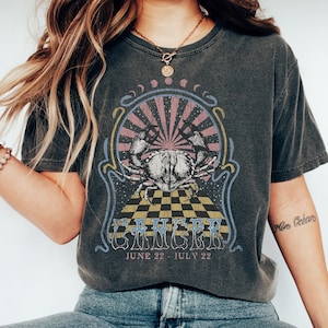Cancer Sign Shirt Vintage Zodiac Shirt, Cancer Celestial T Shirt, Astrology Tee, Zodiac Gift June July Comfort Colors Retro Boho Oversized