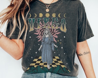 Virgo Sign Shirt Vintage Zodiac Shirt, Virgo Celestial T Shirt, Astrology Tee, Zodiac Gift August September Comfort Colors T-Shirt Star Sign