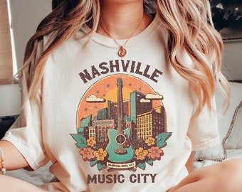 Nashville Music City Graphic Tee, Nashville Music City Rock and Roll Camicia, Nashville Tennessee Tee, Comfort Colors Tee Country Girl T Shirt