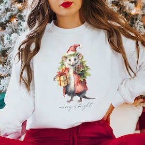 Possum Sweatshirt Possum Print Christmas Opossum Sweatshirt Opossum Sweater Possum Gifts Cottagecore Sweater Cottagecore Clothing Possum
