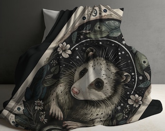 Possum Tarot Card Blanket, Opossum, Opossum Blanket, Possum Throw, Weird Gift Trash Core, Cottagecore, Tarot Cards, Tarot Deck, Tarot Throw