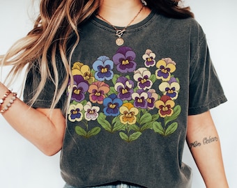 Vintage Pansies Shirt Pansy Flower Gift, Flowers Shirt, Cottagecore Flower Tee, T-Shirt Flower, Nature Shirt, Pansies T-Shirt, Pansies Plant