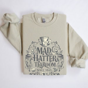 Mad Hatter Alice in Wonderland Sweatshirt Alice Cheshire Cat Mad Hatter March Hare White Rabbit Sweater Through the Looking Glass Crewneck