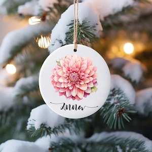 Dahlia Christmas Ornament Personalized Flower Ornament, Christmas Tree Decorations, Name Ornament, Christmas Gift, Stocking Stuffer, Nature