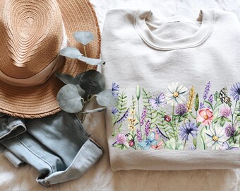 Wildflowers Sweatshirt Plant Lover Crewneck Cottagecore Pullover Flower Shirt Flower Lover Sweatshirt