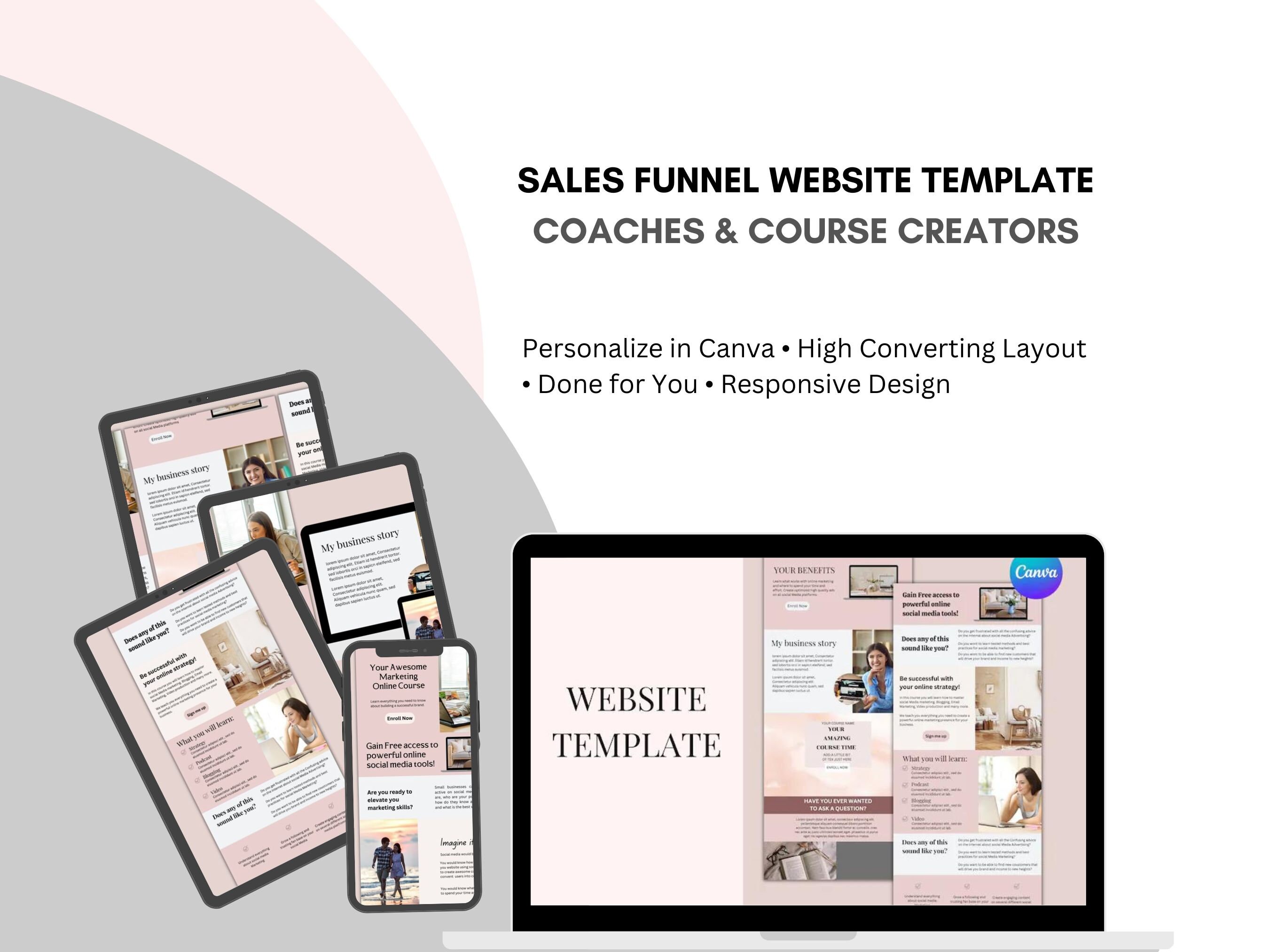 Course Creator Canva Website Template: Sales Funnel Landing Page ...
