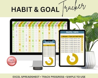 Habit Tracker Spreadsheet | Excel & Google Sheets (Digital Download)